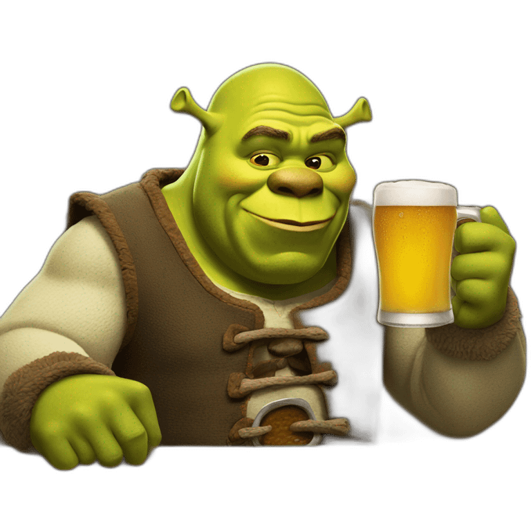 Shrek drinking beer emoji