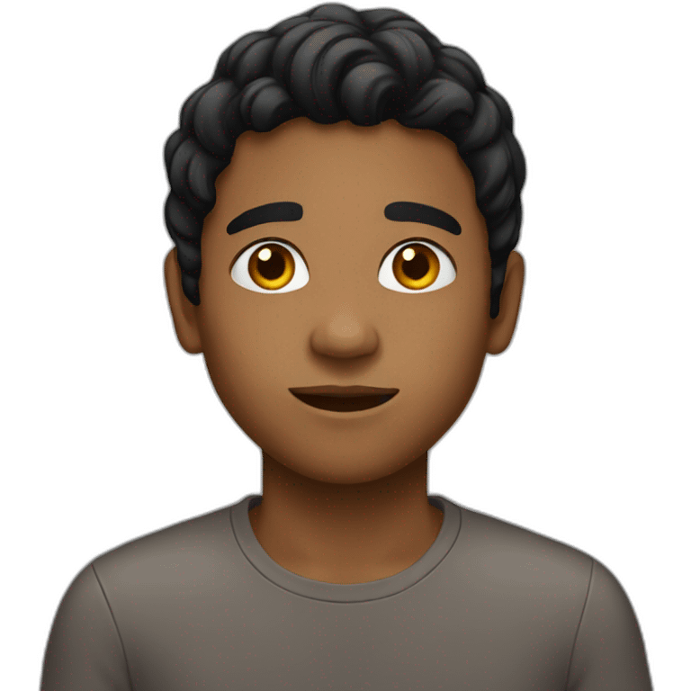 a brown boy . black hair  emoji