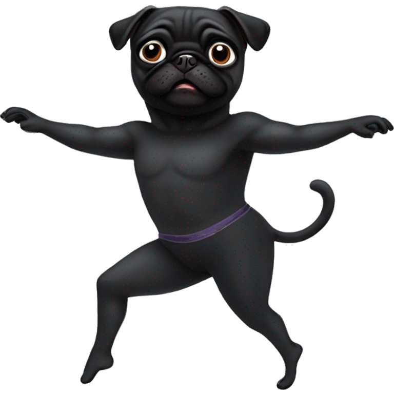 Male Black pug dancing ballet no tutu  emoji