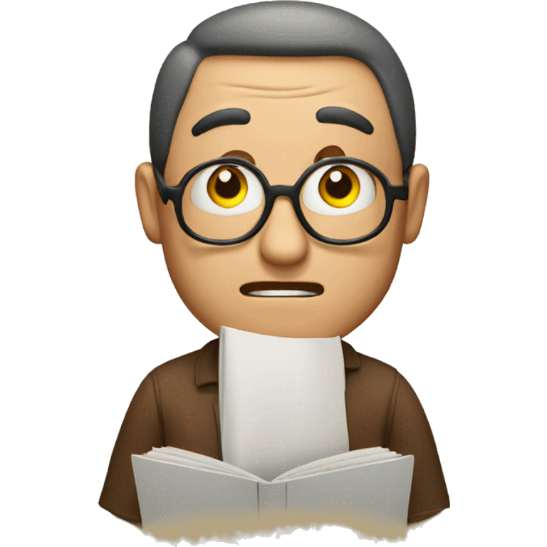 A surprised man reading emoji