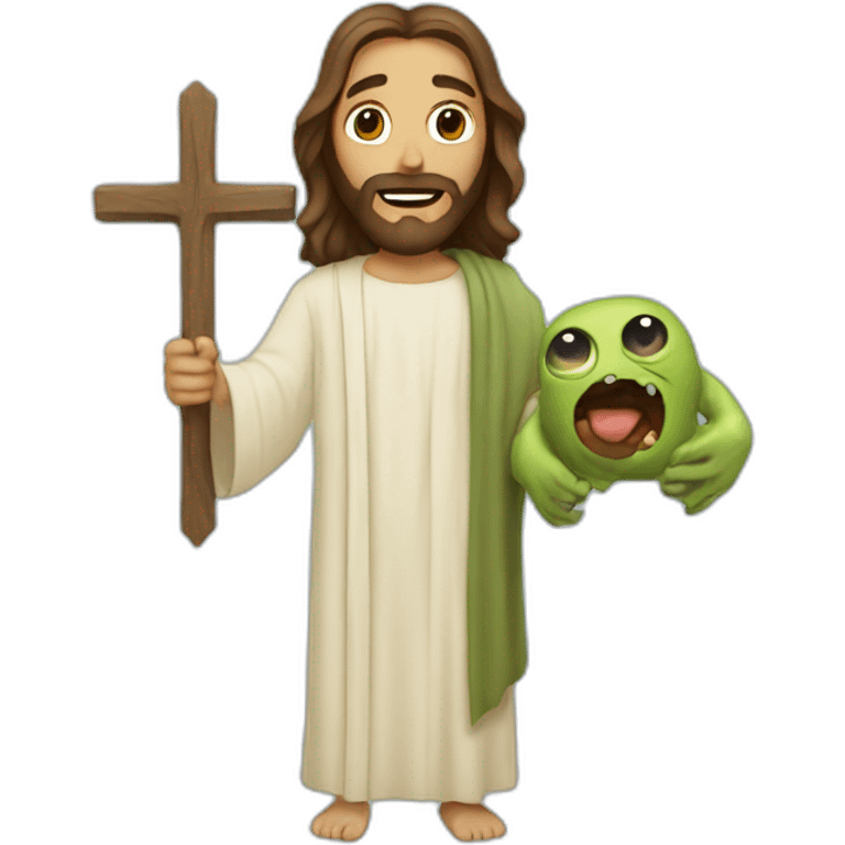 jesus holding monster emoji