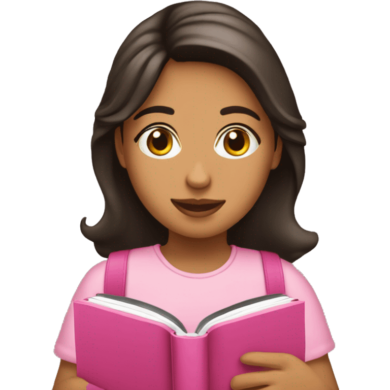 Hispanic girl with pink Bible & coffee  emoji