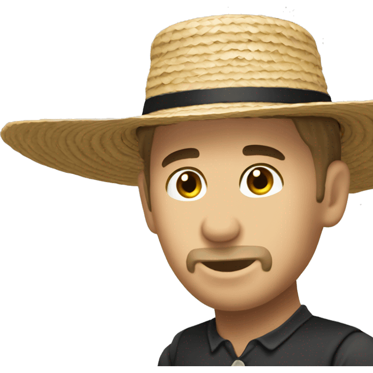 white skin amish man straw hat emoji