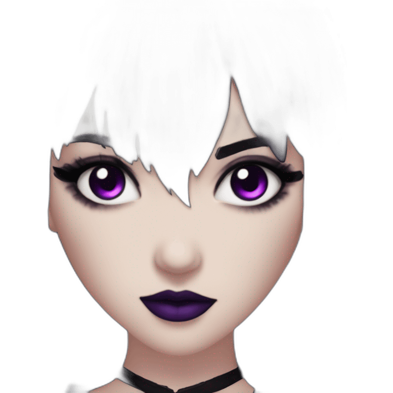 Elissabat-with-bangs-long-hair-dark-purple-and-black-vampire-goth-makeup-pinkeyes-romanticgothcloses emoji