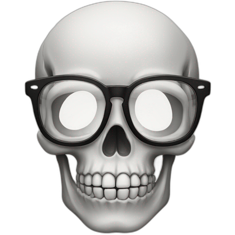 skull wearing neard glasses emoji