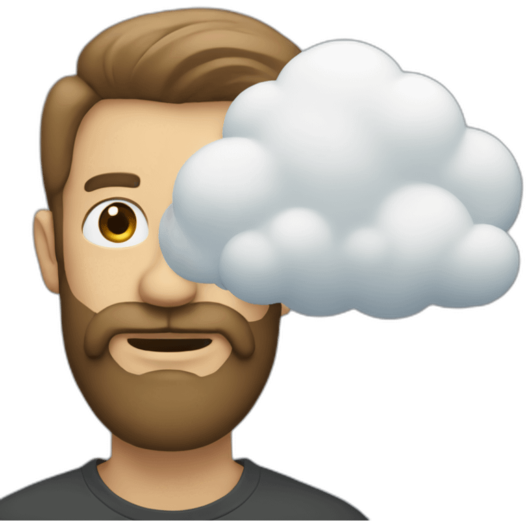 a man with a beard and a big cloud in front of his face emoji