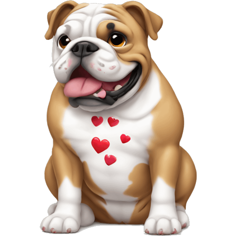 English bulldog with hearts emoji