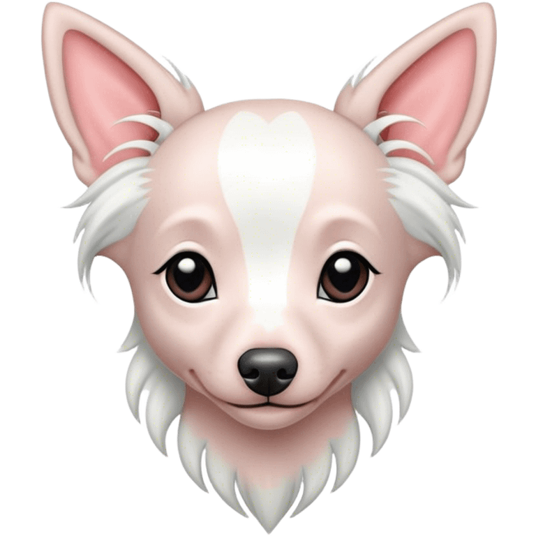 White hairless Chinese crested dog heart emoji