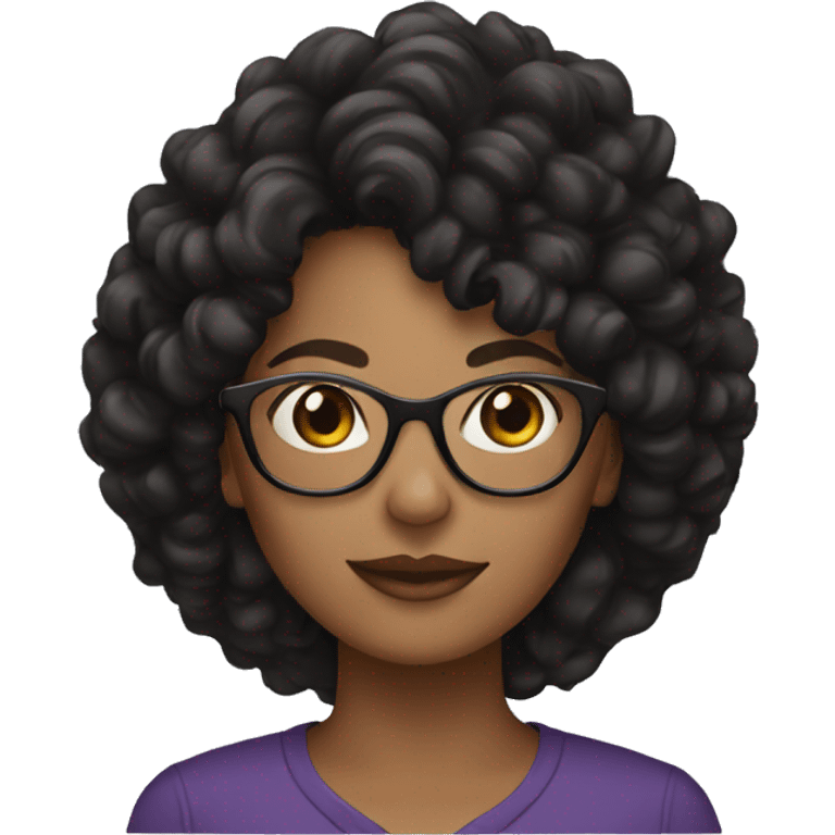 brown skinned woman with black curly hair and glasses emoji