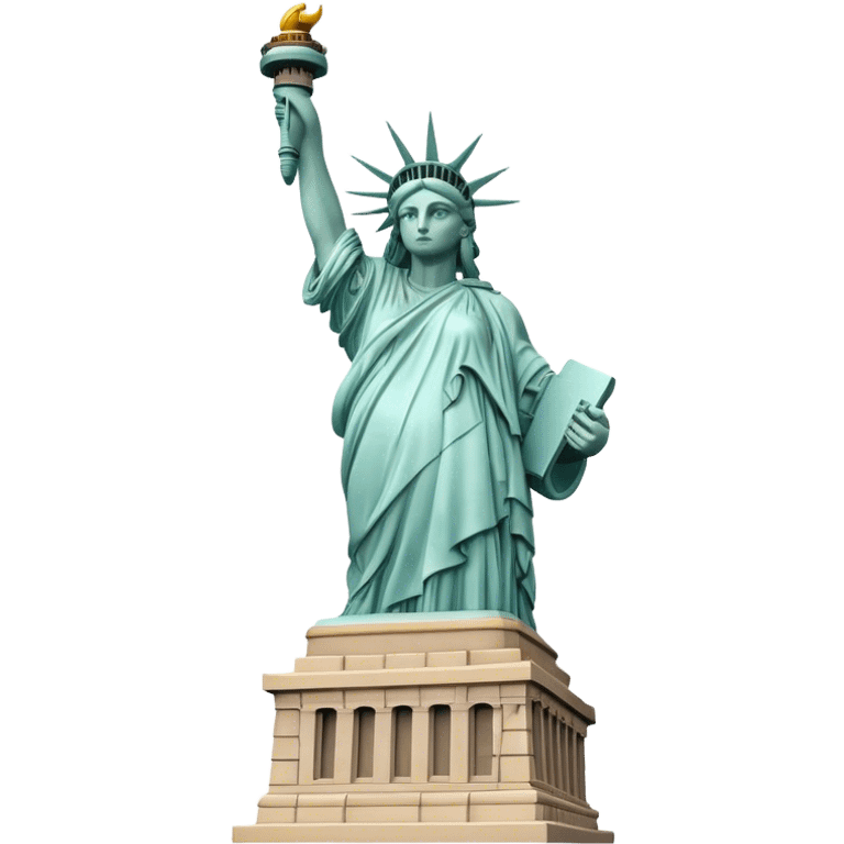 Cinematic Realistic Statue of Liberty Landmark Emoji, depicted with the iconic, majestic statue set against a clear sky rendered with detailed textures and dramatic, symbolic lighting. emoji