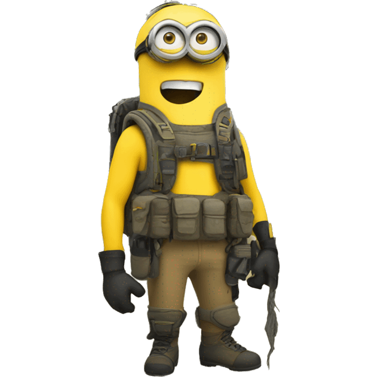 A Minion in survival gear under a tree    emoji