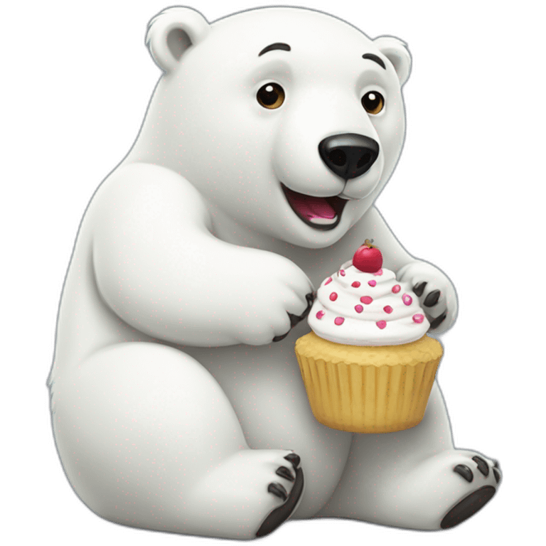 polar bear eating cupcake emoji