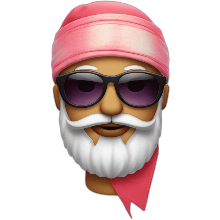 emoji sticking out tongue and closed right eye with gradient glasses, beard and bandana on head emoji