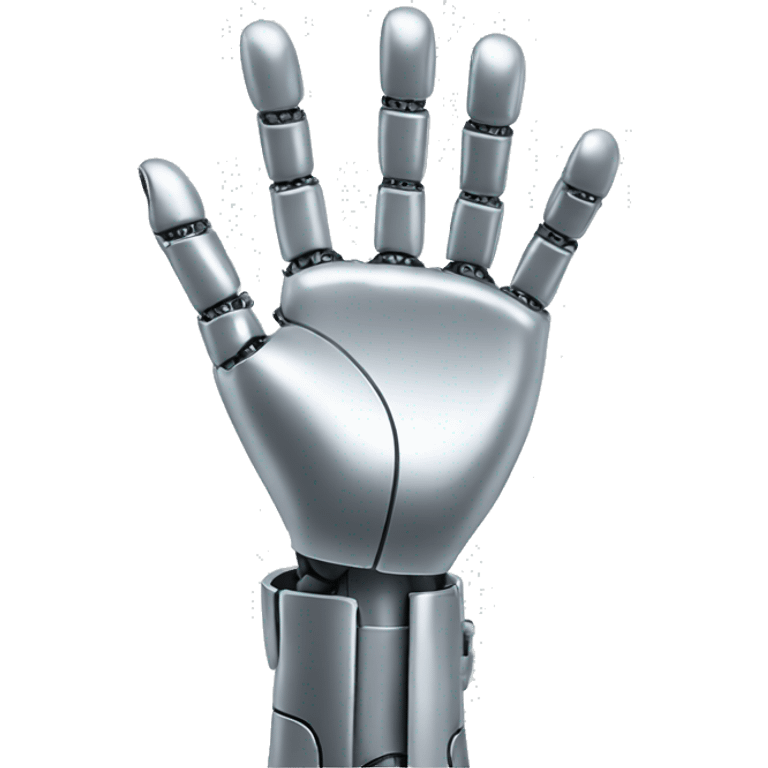 silver robotic hand waving hello emoji