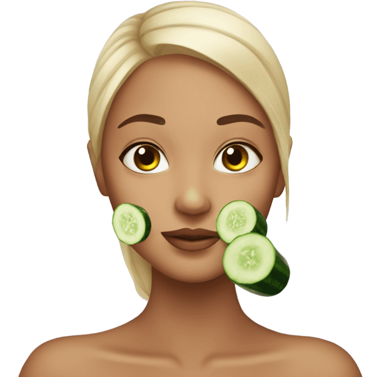 A girl with cucumber spa on her eyes  emoji