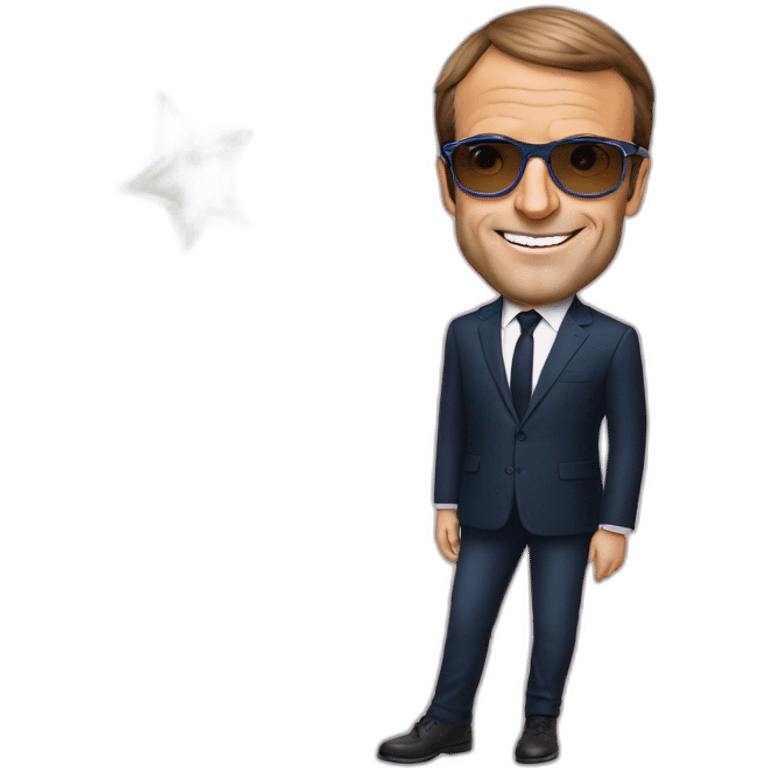 Emmanuel macron wearing star glasses emoji