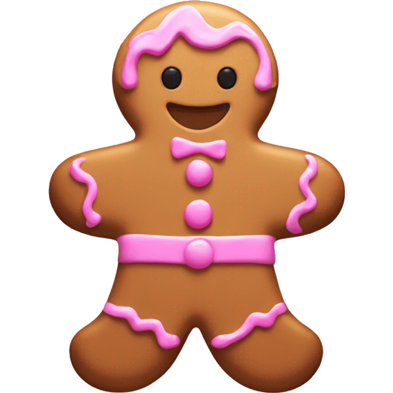 gingerbread cookie with pink frosting emoji