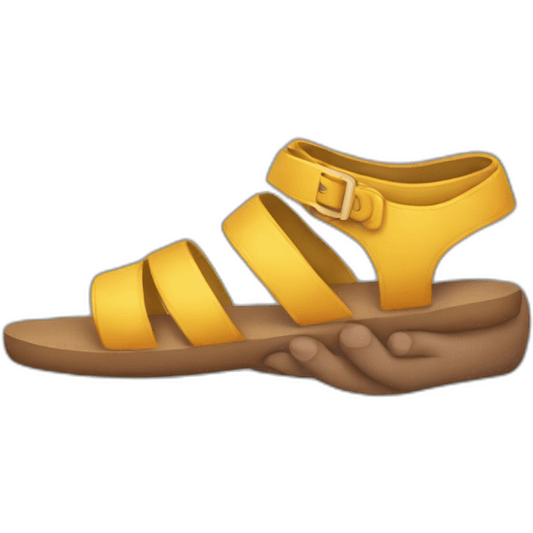 one hand holding a sandal emoji