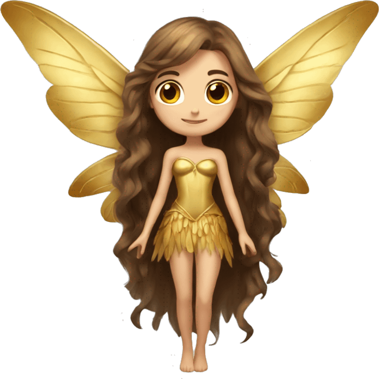 big wings, Beautiful, fairy, gold, brown, long hair emoji