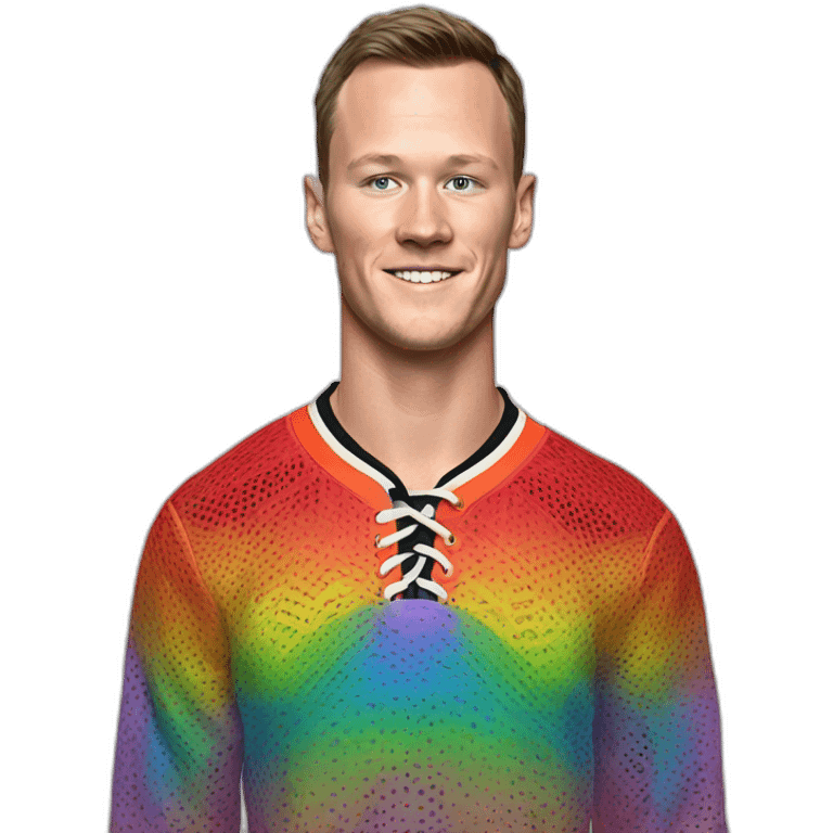 Disco Jonathan Toews wearing rainbow lace shirt emoji