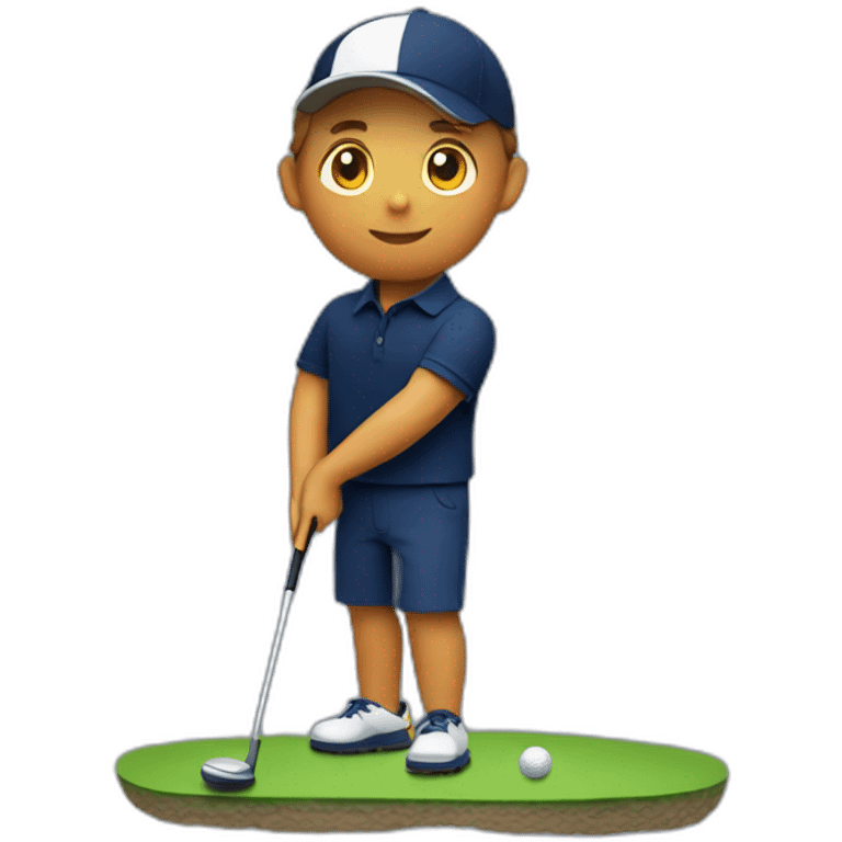 A mini golf golfer wearing a navy blue polo emoji