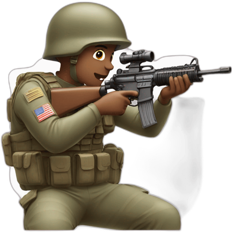 Soldier shooting bubble gum from a rifle emoji