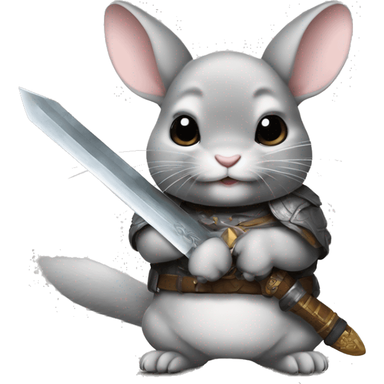 Chinchilla with a sword in its paw emoji