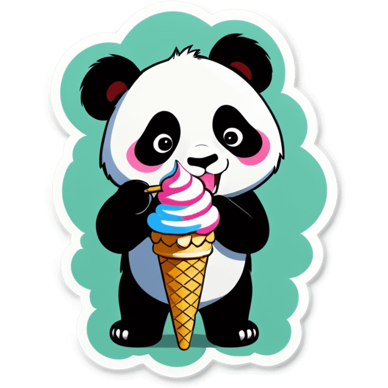 Panda eating ice cream emoji