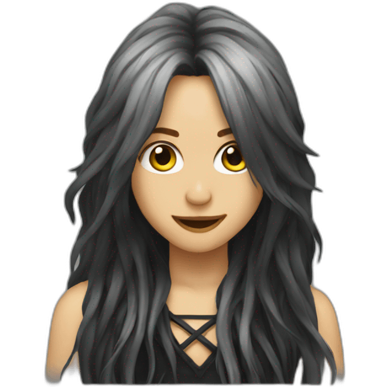 metal singer long hair black emoji