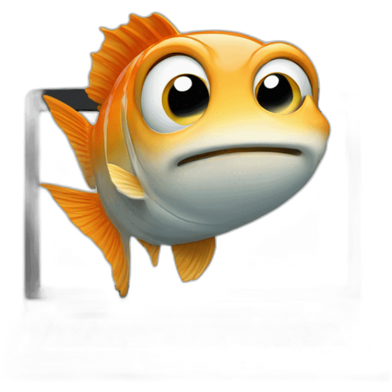 Poisson qui utilise un pc emoji