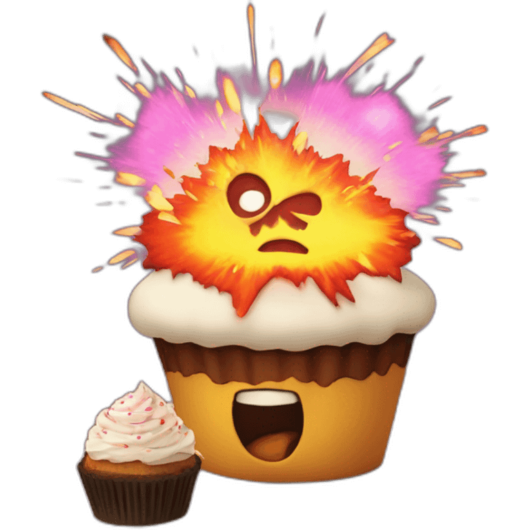 explosion with cupcake emoji