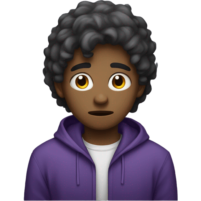 sad young guy with purple shir emoji