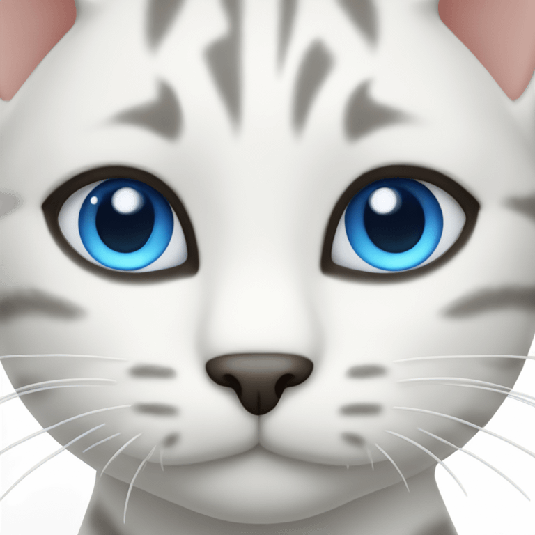 White tabby cat with blue eyes emoji