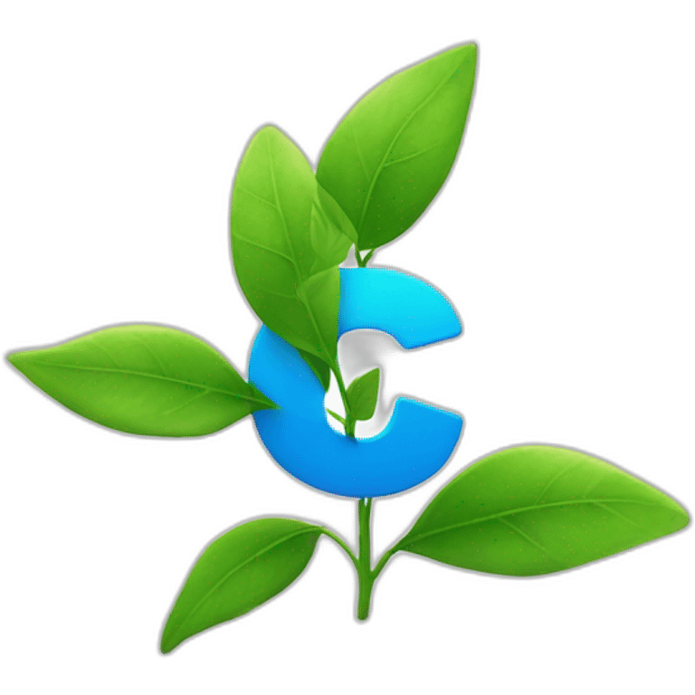 blue "e" from Engie logo with sustainable green leaves emoji