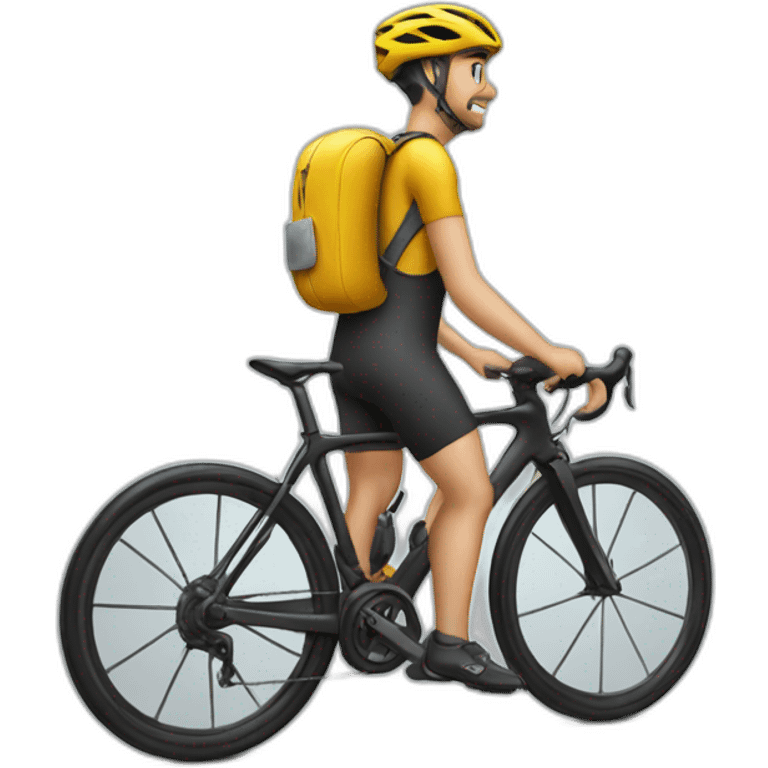 cyclist man standing over bike emoji