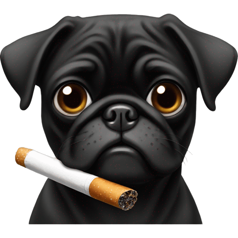 Black pug with a cigarette emoji