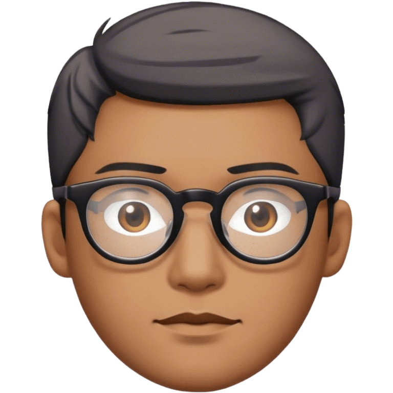 asian male, black rimmed glasses, hair with grey streak emoji