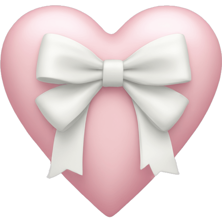 Pastel pink heart with white bow emoji