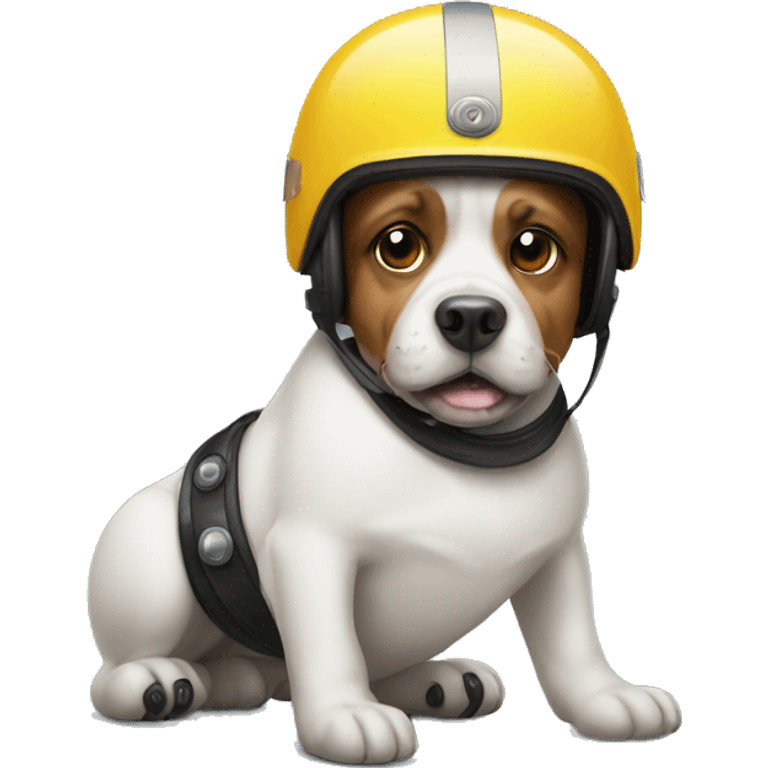 a dog in a helmet on rollers
 emoji