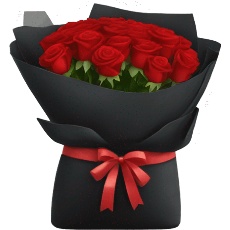 Bouquet of red roses in a black package emoji