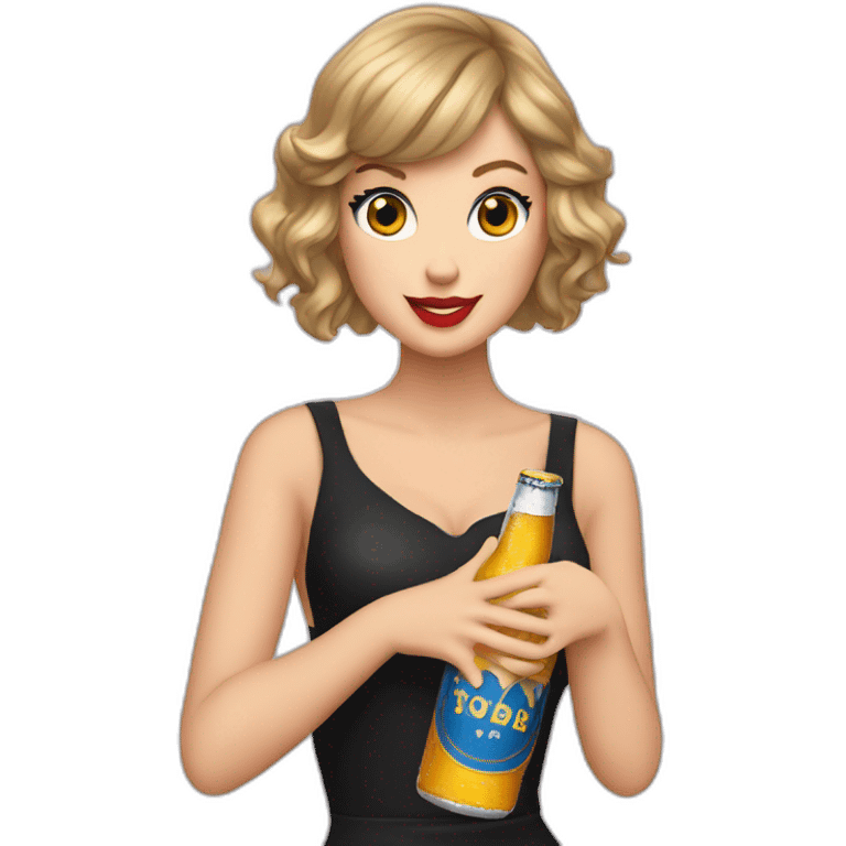 Taylor swift with a beer bottle emoji