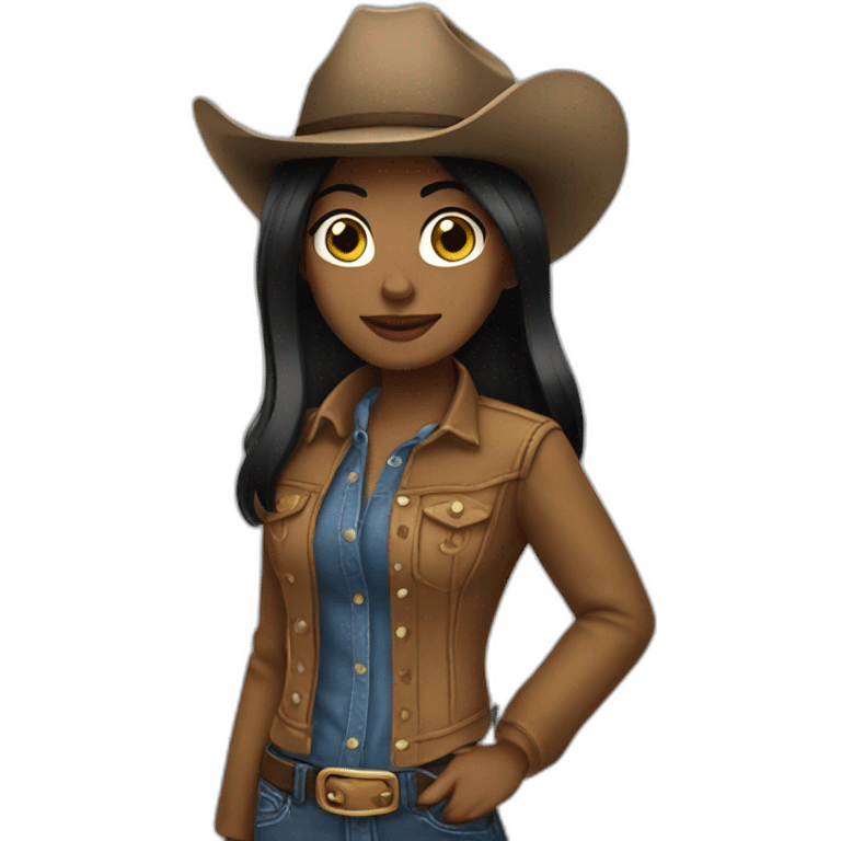 cowgirl straight black hair emoji