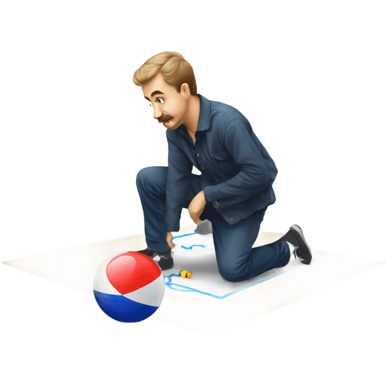 a russian man drawing a ball with markers in the floor  emoji