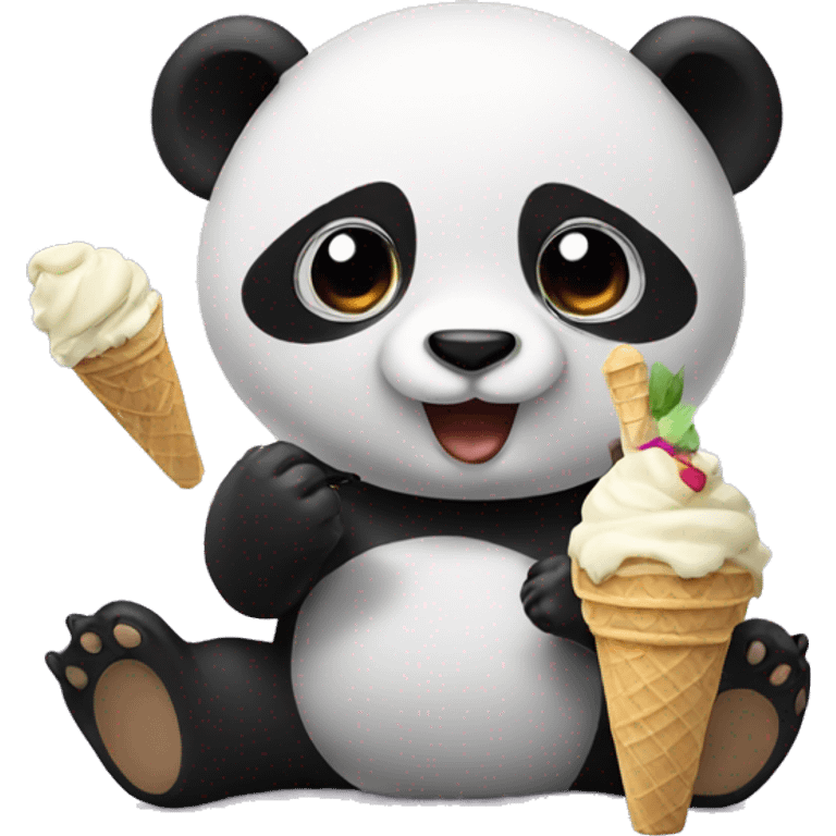 Panda eating ice cream emoji