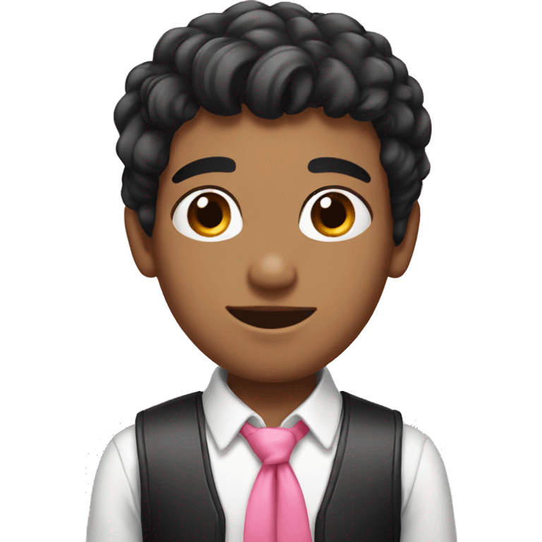 boy with black hair and pink bow on head emoji