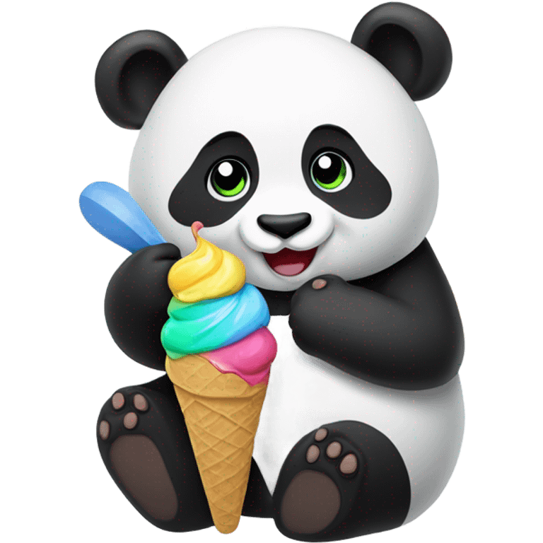 Panda eating ice cream emoji