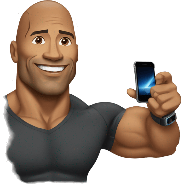 dwayne johnson holding an iphone emoji