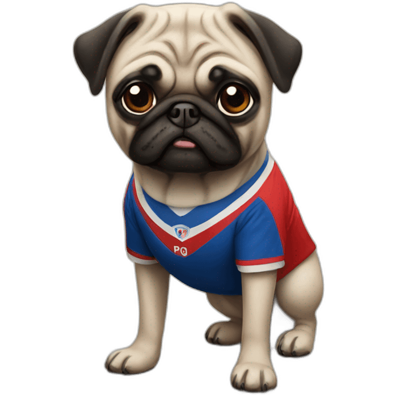 Pug with a soccer jersey  emoji