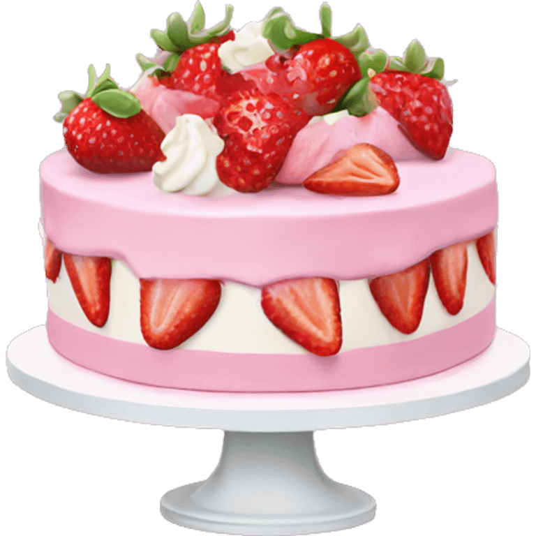 Pink strawberries and cream birthday cake  emoji