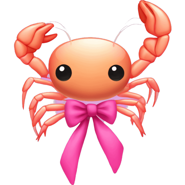 Shrimp cartoon with pink bow coquette  emoji